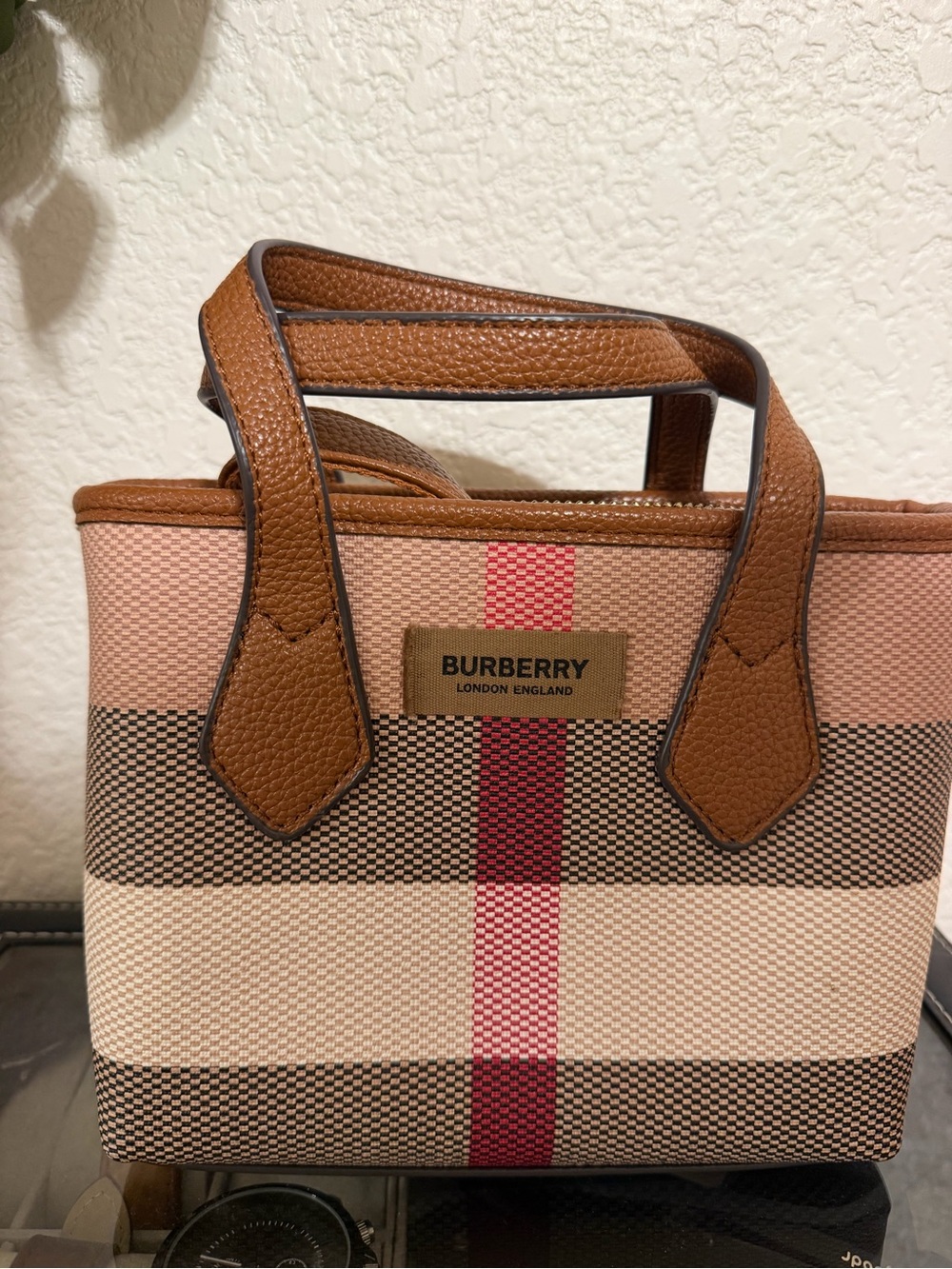 Small Check Canvas Tote
